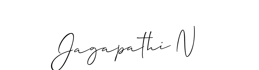 How to make Jagapathi N name signature. Use Allison_Script style for creating short signs online. This is the latest handwritten sign. Jagapathi N signature style 2 images and pictures png