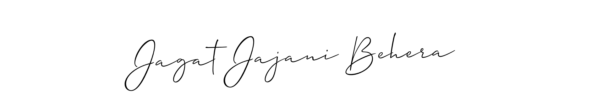 It looks lik you need a new signature style for name Jagat Jajani Behera. Design unique handwritten (Allison_Script) signature with our free signature maker in just a few clicks. Jagat Jajani Behera signature style 2 images and pictures png