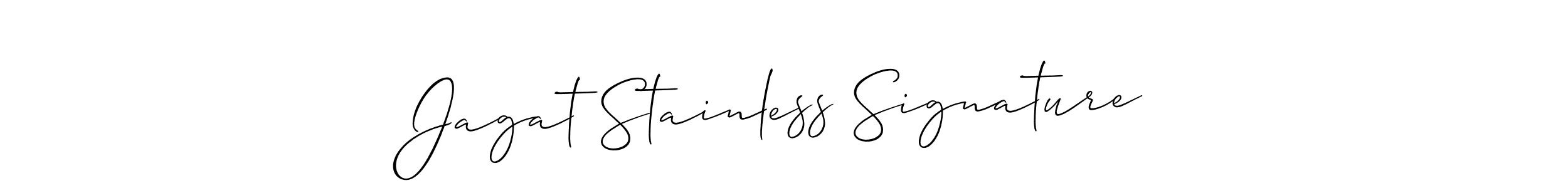 Similarly Allison_Script is the best handwritten signature design. Signature creator online .You can use it as an online autograph creator for name Jagat Stainless Signature. Jagat Stainless Signature signature style 2 images and pictures png