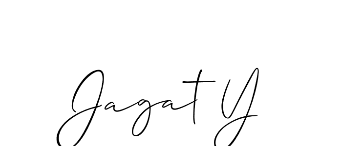 It looks lik you need a new signature style for name Jagat Y. Design unique handwritten (Allison_Script) signature with our free signature maker in just a few clicks. Jagat Y signature style 2 images and pictures png