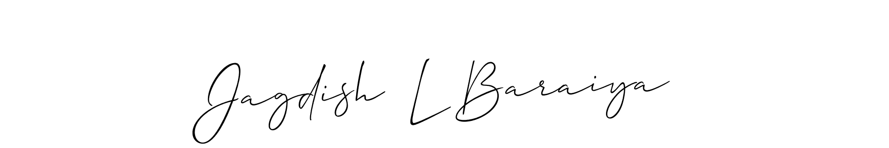 The best way (Allison_Script) to make a short signature is to pick only two or three words in your name. The name Jagdish  L Baraiya include a total of six letters. For converting this name. Jagdish  L Baraiya signature style 2 images and pictures png