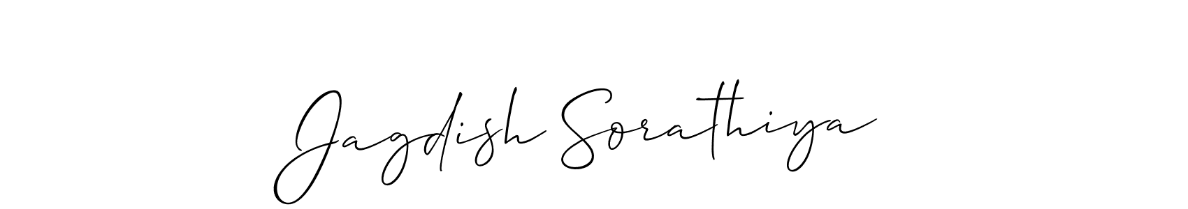 It looks lik you need a new signature style for name Jagdish Sorathiya. Design unique handwritten (Allison_Script) signature with our free signature maker in just a few clicks. Jagdish Sorathiya signature style 2 images and pictures png