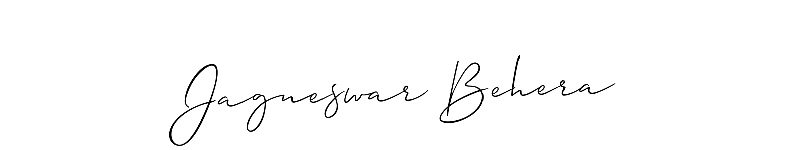Allison_Script is a professional signature style that is perfect for those who want to add a touch of class to their signature. It is also a great choice for those who want to make their signature more unique. Get Jagneswar Behera name to fancy signature for free. Jagneswar Behera signature style 2 images and pictures png