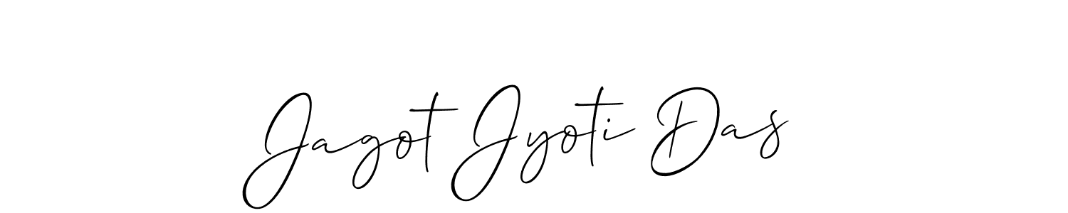 The best way (Allison_Script) to make a short signature is to pick only two or three words in your name. The name Jagot Jyoti Das include a total of six letters. For converting this name. Jagot Jyoti Das signature style 2 images and pictures png
