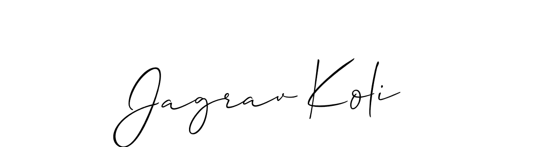 Also You can easily find your signature by using the search form. We will create Jagrav Koli name handwritten signature images for you free of cost using Allison_Script sign style. Jagrav Koli signature style 2 images and pictures png