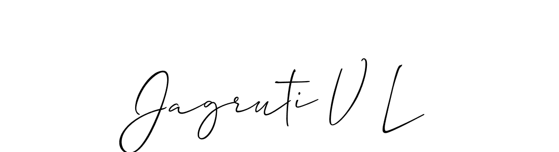 How to make Jagruti V L signature? Allison_Script is a professional autograph style. Create handwritten signature for Jagruti V L name. Jagruti V L signature style 2 images and pictures png