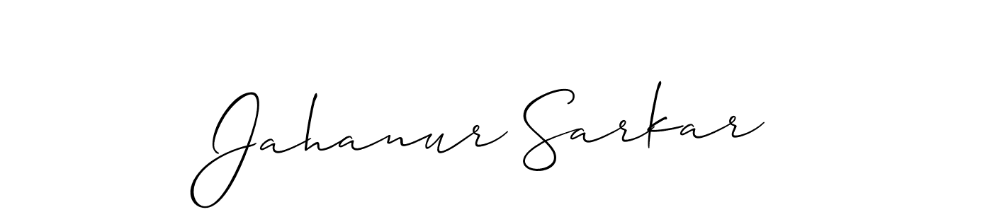 Make a beautiful signature design for name Jahanur Sarkar. With this signature (Allison_Script) style, you can create a handwritten signature for free. Jahanur Sarkar signature style 2 images and pictures png