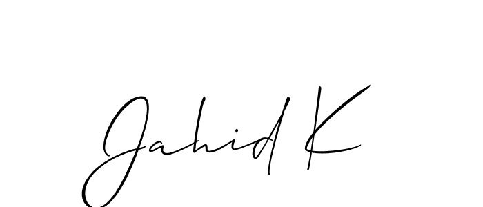 Use a signature maker to create a handwritten signature online. With this signature software, you can design (Allison_Script) your own signature for name Jahid K. Jahid K signature style 2 images and pictures png