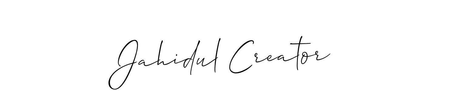 if you are searching for the best signature style for your name Jahidul Creator. so please give up your signature search. here we have designed multiple signature styles  using Allison_Script. Jahidul Creator signature style 2 images and pictures png