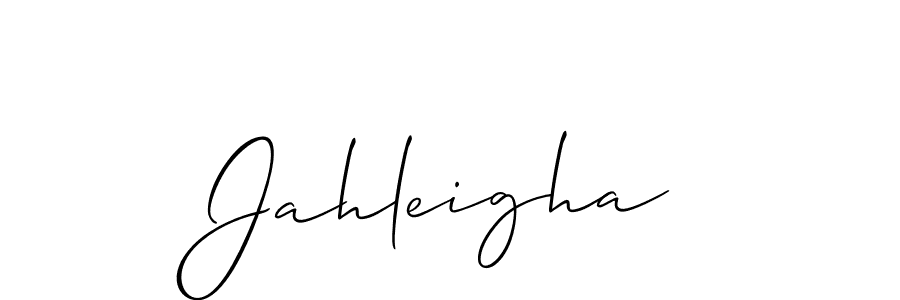 Also You can easily find your signature by using the search form. We will create Jahleigha name handwritten signature images for you free of cost using Allison_Script sign style. Jahleigha signature style 2 images and pictures png