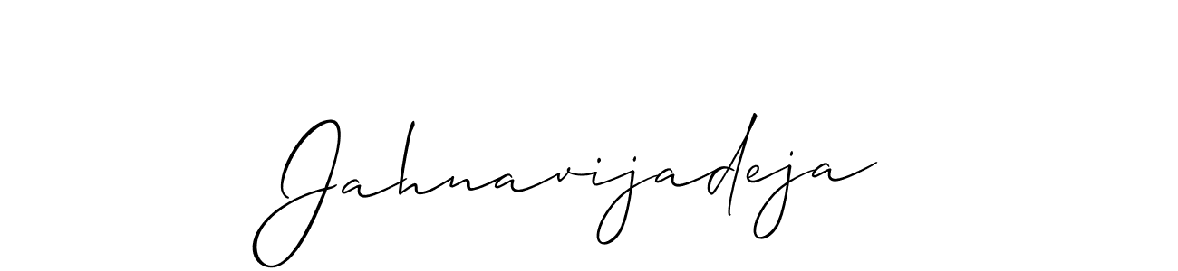 Also You can easily find your signature by using the search form. We will create Jahnavijadeja name handwritten signature images for you free of cost using Allison_Script sign style. Jahnavijadeja signature style 2 images and pictures png