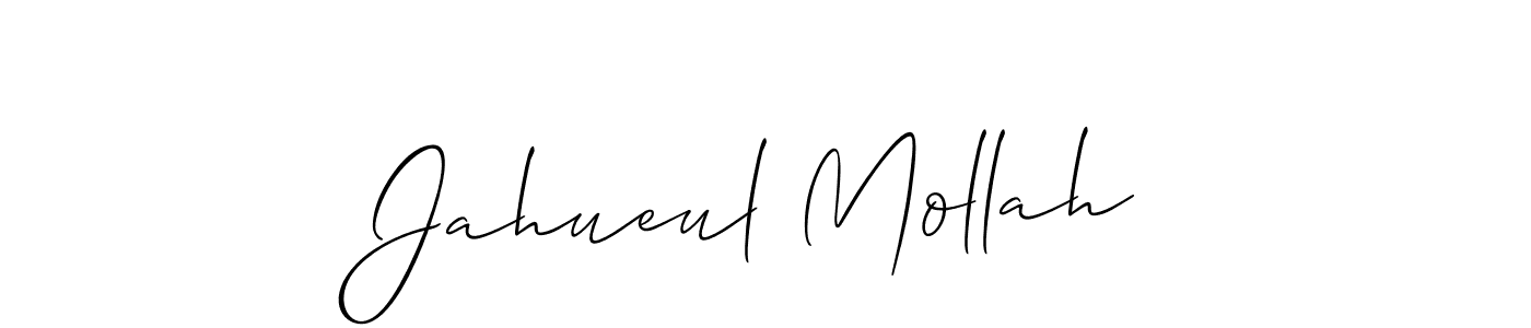 How to make Jahueul Mollah name signature. Use Allison_Script style for creating short signs online. This is the latest handwritten sign. Jahueul Mollah signature style 2 images and pictures png