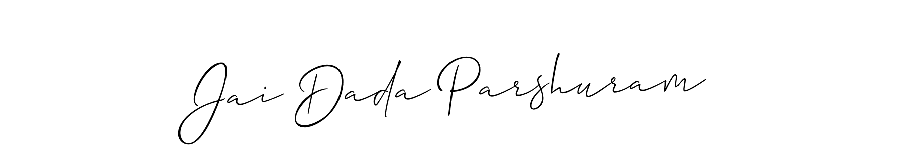 The best way (Allison_Script) to make a short signature is to pick only two or three words in your name. The name Jai Dada Parshuram include a total of six letters. For converting this name. Jai Dada Parshuram signature style 2 images and pictures png