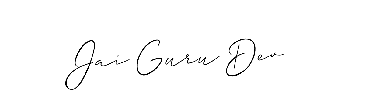 Also we have Jai Guru Dev name is the best signature style. Create professional handwritten signature collection using Allison_Script autograph style. Jai Guru Dev signature style 2 images and pictures png