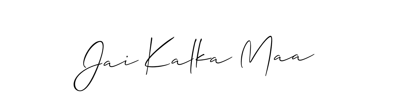 The best way (Allison_Script) to make a short signature is to pick only two or three words in your name. The name Jai Kalka Maa include a total of six letters. For converting this name. Jai Kalka Maa signature style 2 images and pictures png