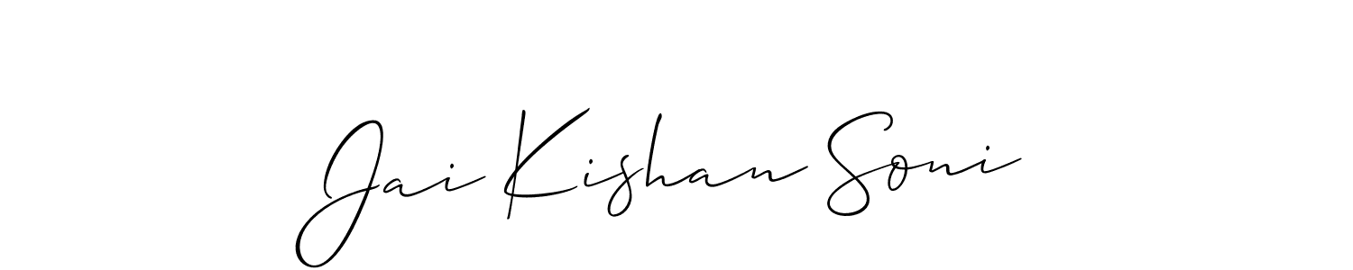 Make a beautiful signature design for name Jai Kishan Soni. With this signature (Allison_Script) style, you can create a handwritten signature for free. Jai Kishan Soni signature style 2 images and pictures png