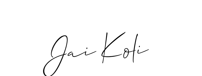 Make a beautiful signature design for name Jai Koli. With this signature (Allison_Script) style, you can create a handwritten signature for free. Jai Koli signature style 2 images and pictures png