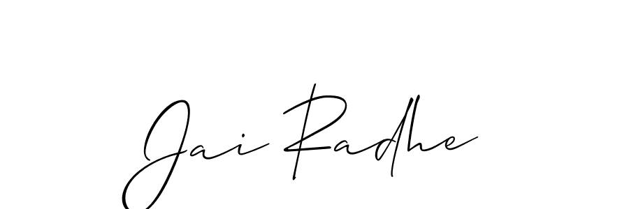 How to make Jai Radhe name signature. Use Allison_Script style for creating short signs online. This is the latest handwritten sign. Jai Radhe signature style 2 images and pictures png