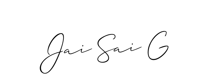 How to make Jai Sai G name signature. Use Allison_Script style for creating short signs online. This is the latest handwritten sign. Jai Sai G signature style 2 images and pictures png
