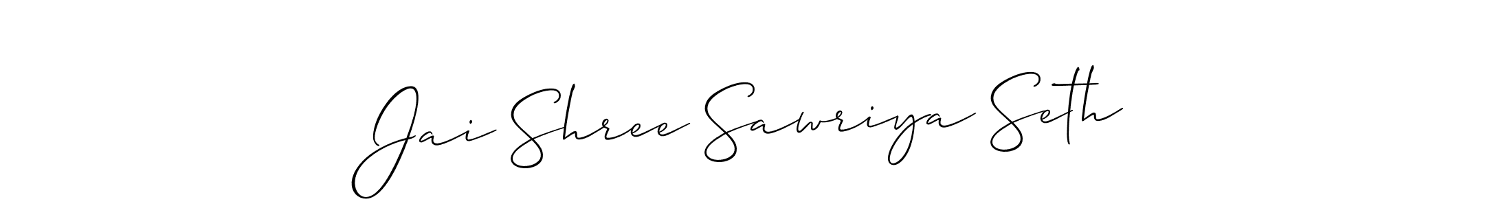 Create a beautiful signature design for name Jai Shree Sawriya Seth. With this signature (Allison_Script) fonts, you can make a handwritten signature for free. Jai Shree Sawriya Seth signature style 2 images and pictures png