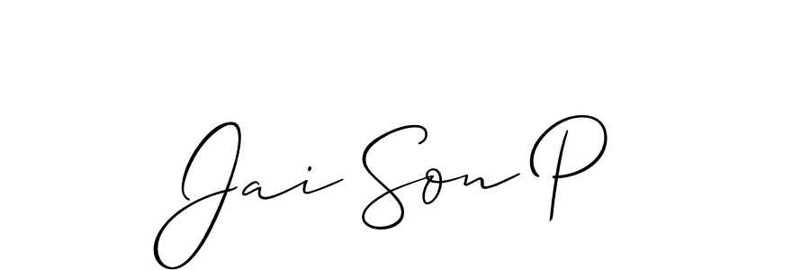 Also we have Jai Son P name is the best signature style. Create professional handwritten signature collection using Allison_Script autograph style. Jai Son P signature style 2 images and pictures png