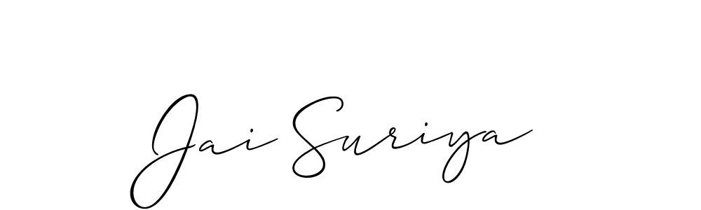 Allison_Script is a professional signature style that is perfect for those who want to add a touch of class to their signature. It is also a great choice for those who want to make their signature more unique. Get Jai Suriya name to fancy signature for free. Jai Suriya signature style 2 images and pictures png