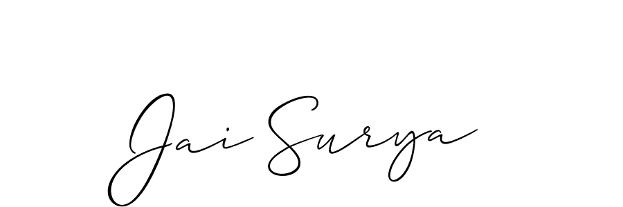 Allison_Script is a professional signature style that is perfect for those who want to add a touch of class to their signature. It is also a great choice for those who want to make their signature more unique. Get Jai Surya name to fancy signature for free. Jai Surya signature style 2 images and pictures png