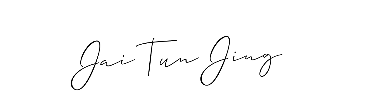 if you are searching for the best signature style for your name Jai Tun Jing. so please give up your signature search. here we have designed multiple signature styles  using Allison_Script. Jai Tun Jing signature style 2 images and pictures png