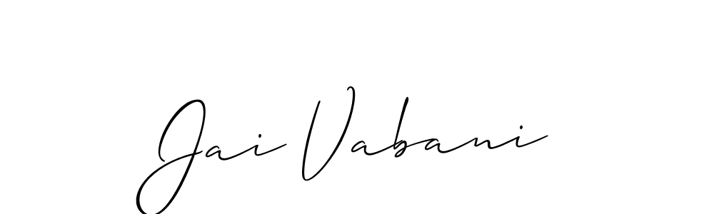 Make a beautiful signature design for name Jai Vabani. With this signature (Allison_Script) style, you can create a handwritten signature for free. Jai Vabani signature style 2 images and pictures png