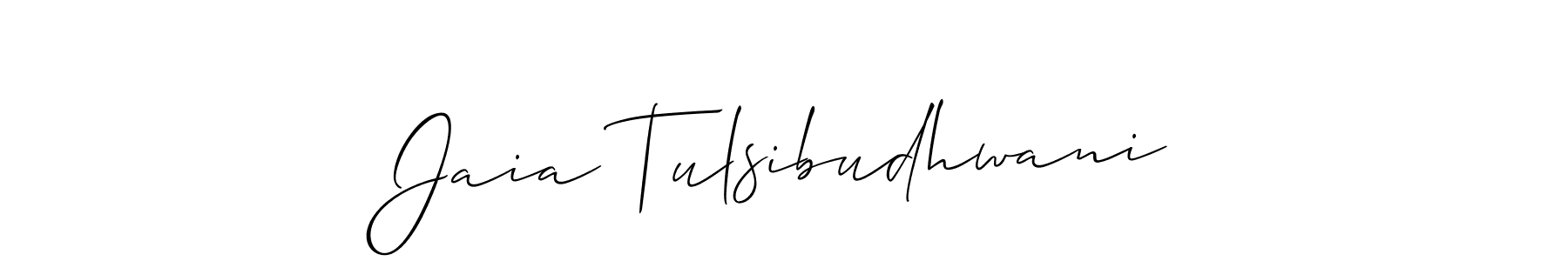 Make a beautiful signature design for name Jaia Tulsibudhwani. With this signature (Allison_Script) style, you can create a handwritten signature for free. Jaia Tulsibudhwani signature style 2 images and pictures png