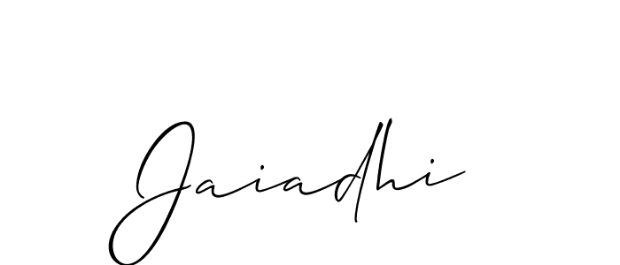 if you are searching for the best signature style for your name Jaiadhi. so please give up your signature search. here we have designed multiple signature styles  using Allison_Script. Jaiadhi signature style 2 images and pictures png