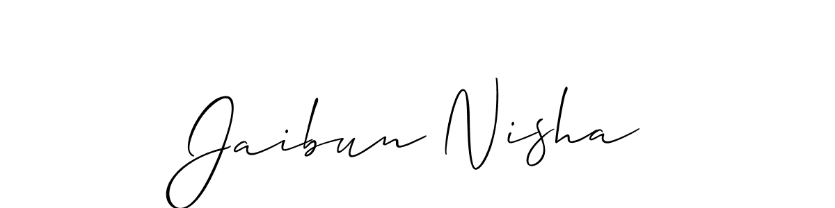 You should practise on your own different ways (Allison_Script) to write your name (Jaibun Nisha) in signature. don't let someone else do it for you. Jaibun Nisha signature style 2 images and pictures png