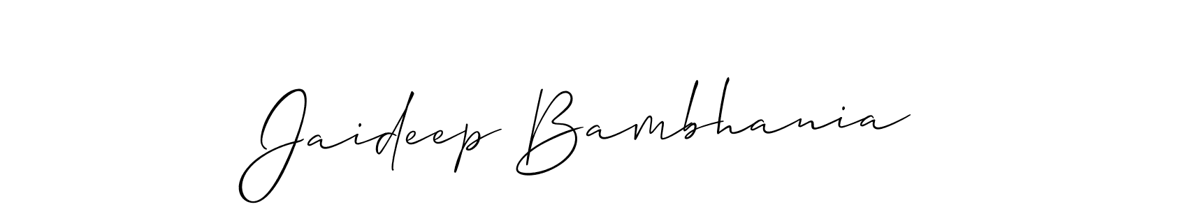 The best way (Allison_Script) to make a short signature is to pick only two or three words in your name. The name Jaideep Bambhania include a total of six letters. For converting this name. Jaideep Bambhania signature style 2 images and pictures png