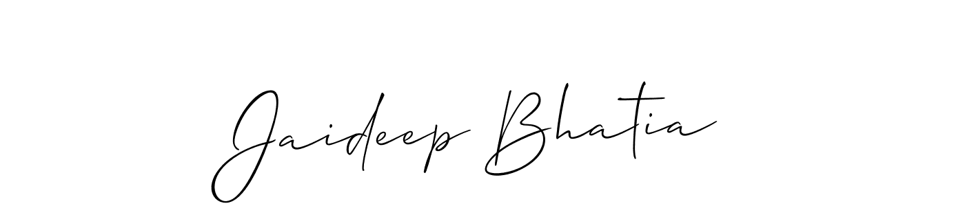 Make a beautiful signature design for name Jaideep Bhatia. With this signature (Allison_Script) style, you can create a handwritten signature for free. Jaideep Bhatia signature style 2 images and pictures png