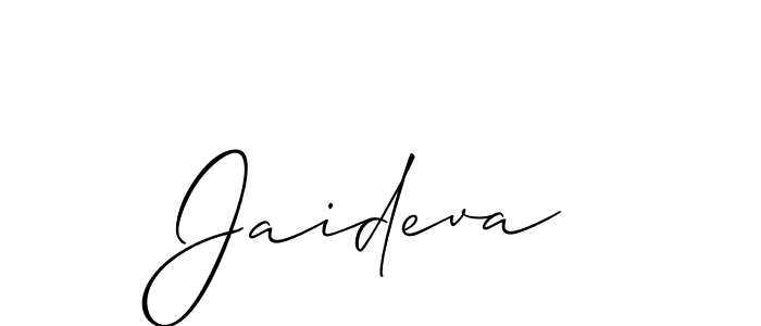 The best way (Allison_Script) to make a short signature is to pick only two or three words in your name. The name Jaideva include a total of six letters. For converting this name. Jaideva signature style 2 images and pictures png