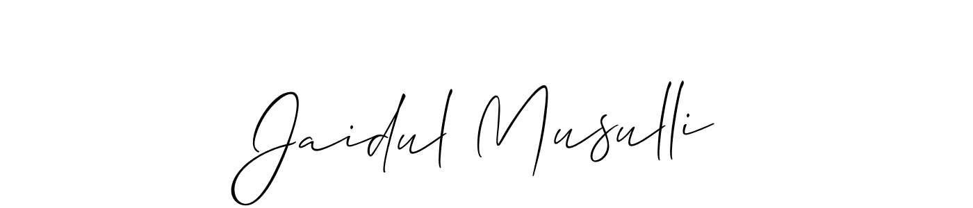 How to make Jaidul Musulli name signature. Use Allison_Script style for creating short signs online. This is the latest handwritten sign. Jaidul Musulli signature style 2 images and pictures png