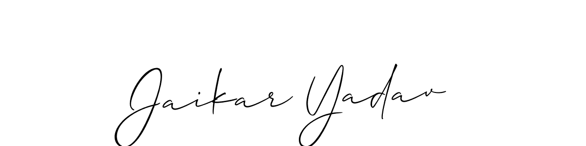 Similarly Allison_Script is the best handwritten signature design. Signature creator online .You can use it as an online autograph creator for name Jaikar Yadav. Jaikar Yadav signature style 2 images and pictures png