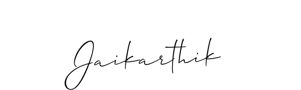 Make a beautiful signature design for name Jaikarthik. With this signature (Allison_Script) style, you can create a handwritten signature for free. Jaikarthik signature style 2 images and pictures png