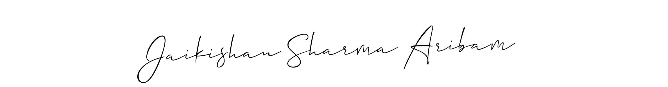 How to make Jaikishan Sharma Aribam name signature. Use Allison_Script style for creating short signs online. This is the latest handwritten sign. Jaikishan Sharma Aribam signature style 2 images and pictures png