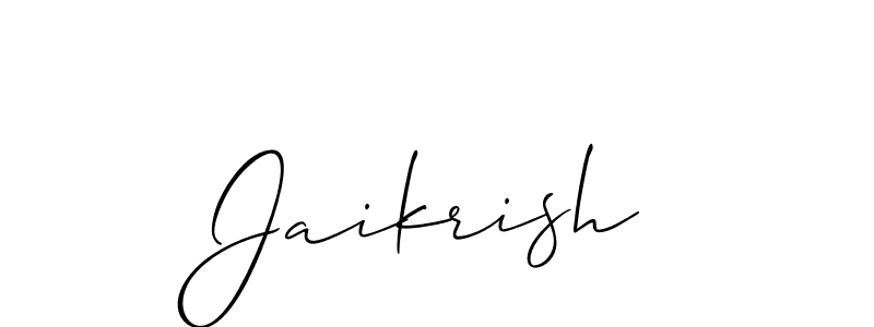 if you are searching for the best signature style for your name Jaikrish. so please give up your signature search. here we have designed multiple signature styles  using Allison_Script. Jaikrish signature style 2 images and pictures png