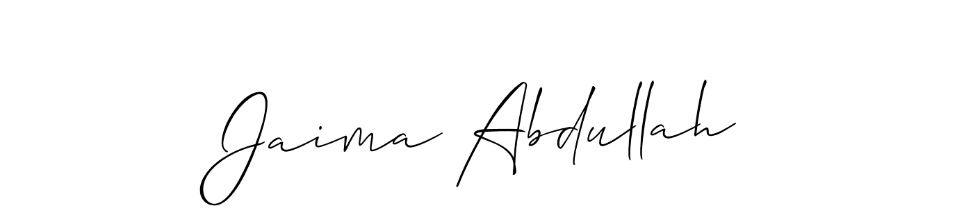 How to make Jaima Abdullah name signature. Use Allison_Script style for creating short signs online. This is the latest handwritten sign. Jaima Abdullah signature style 2 images and pictures png