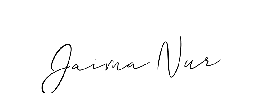 Allison_Script is a professional signature style that is perfect for those who want to add a touch of class to their signature. It is also a great choice for those who want to make their signature more unique. Get Jaima Nur name to fancy signature for free. Jaima Nur signature style 2 images and pictures png