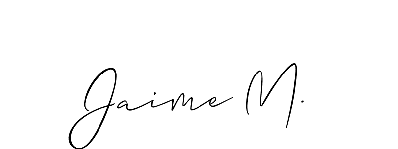 Similarly Allison_Script is the best handwritten signature design. Signature creator online .You can use it as an online autograph creator for name Jaime M.. Jaime M. signature style 2 images and pictures png