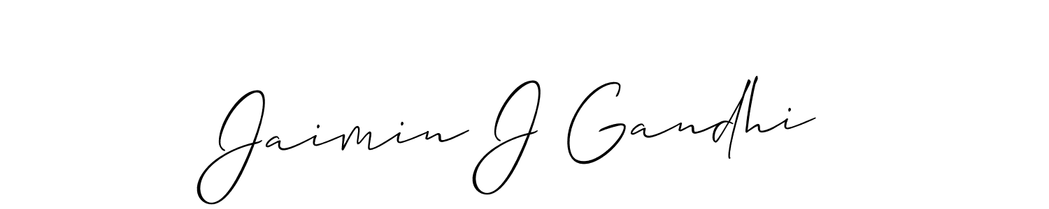 Create a beautiful signature design for name Jaimin J Gandhi. With this signature (Allison_Script) fonts, you can make a handwritten signature for free. Jaimin J Gandhi signature style 2 images and pictures png