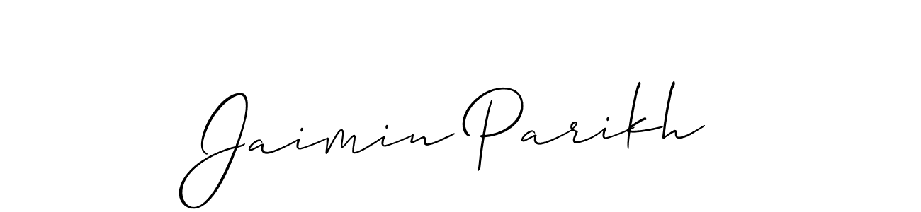 Make a beautiful signature design for name Jaimin Parikh. With this signature (Allison_Script) style, you can create a handwritten signature for free. Jaimin Parikh signature style 2 images and pictures png
