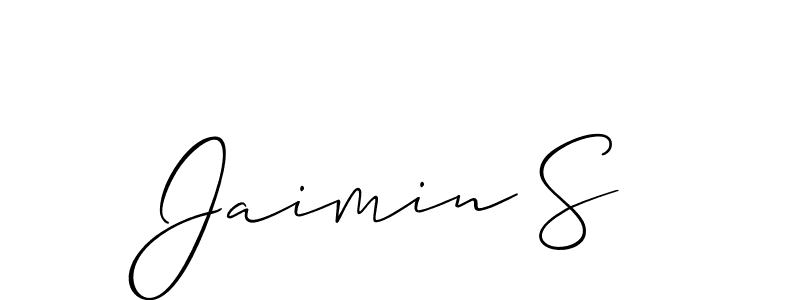 Use a signature maker to create a handwritten signature online. With this signature software, you can design (Allison_Script) your own signature for name Jaimin S. Jaimin S signature style 2 images and pictures png