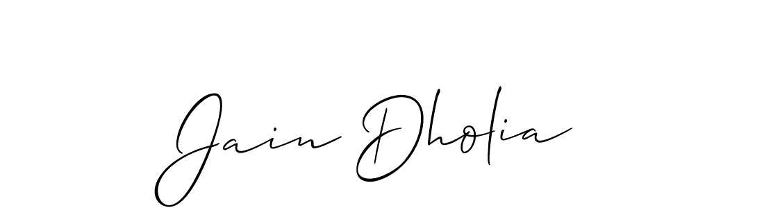 if you are searching for the best signature style for your name Jain Dholia. so please give up your signature search. here we have designed multiple signature styles  using Allison_Script. Jain Dholia signature style 2 images and pictures png