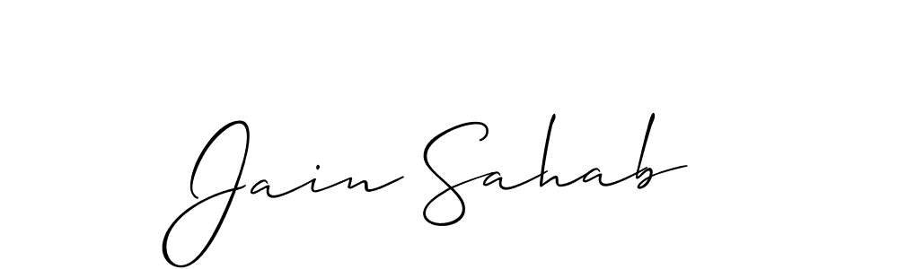 Allison_Script is a professional signature style that is perfect for those who want to add a touch of class to their signature. It is also a great choice for those who want to make their signature more unique. Get Jain Sahab name to fancy signature for free. Jain Sahab signature style 2 images and pictures png