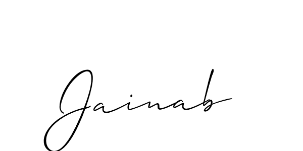 if you are searching for the best signature style for your name Jainab. so please give up your signature search. here we have designed multiple signature styles  using Allison_Script. Jainab signature style 2 images and pictures png