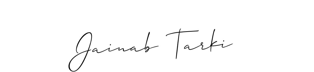 It looks lik you need a new signature style for name Jainab  Tarki. Design unique handwritten (Allison_Script) signature with our free signature maker in just a few clicks. Jainab  Tarki signature style 2 images and pictures png